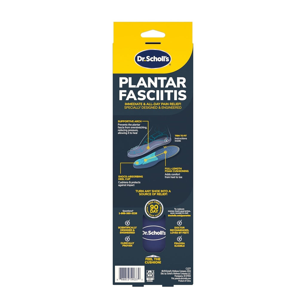 Dr. Scholl’s Plantar Fasciitis Relief Orthotic Insoles for Men - The Only Proven Insole to Stop Plantar Fasciitis from Coming Back, Immediately Relieves Pain, Heel Spurs, Arch Support Inserts