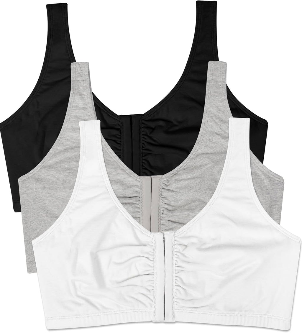 Fruit of the Loom Woment's Front Close Racerback Sport Bra 2 Pack