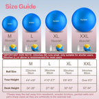 kisnbld Exercise Ball, Extra Thick Yoga Ball for Workout Pregnancy Stability, 4 Sizes Anti-Burst Balance Ball with Foot Pump - Heavy Duty Fitness Ball Chair for Office, Home & Gym