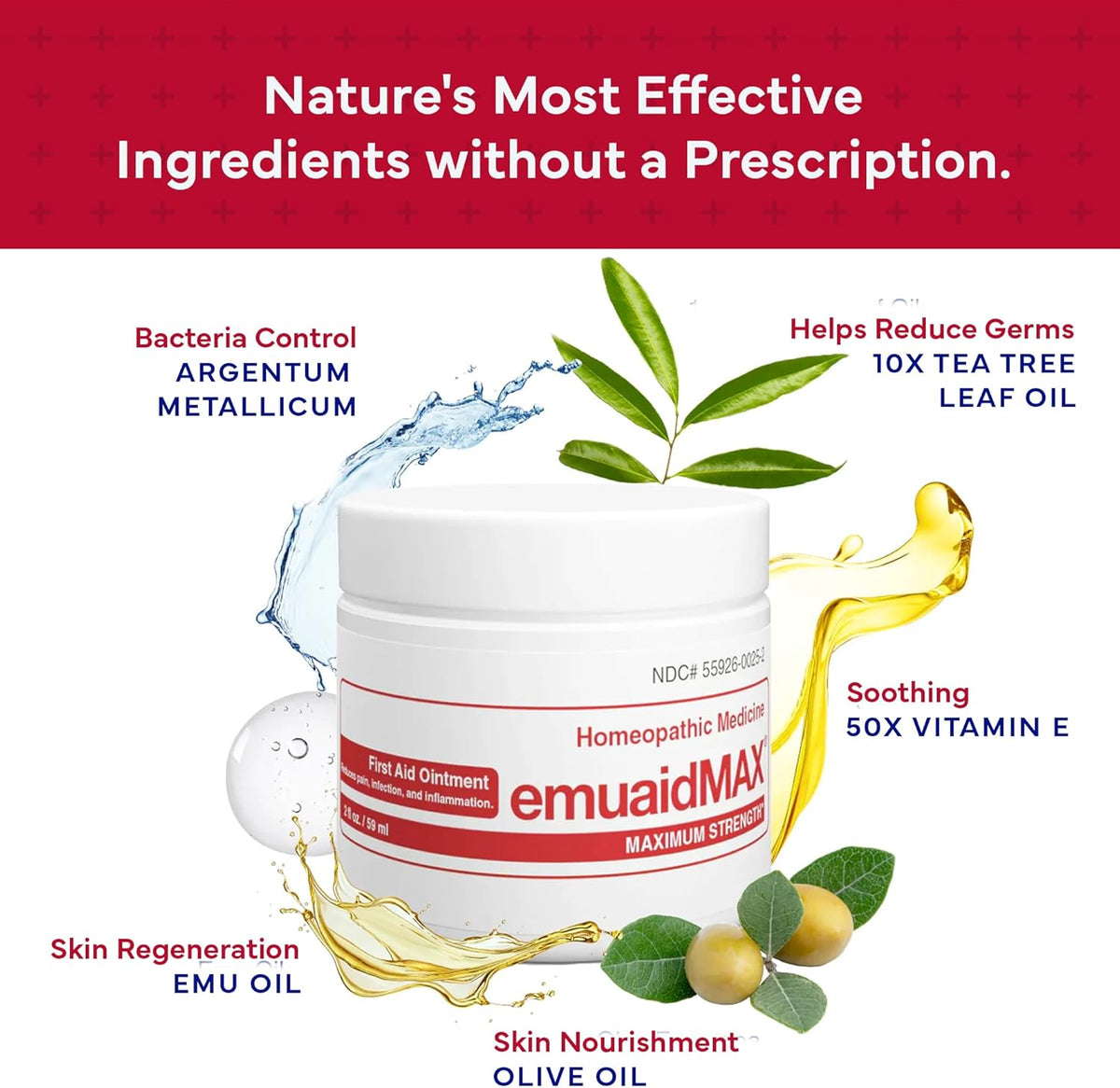emuaid EMUAIDMAX Ointment, Maximum Strength Multi-Purpose Barrier for Dry, Itchy, Sensitive or Cracked Skin, Soothing Steroid-Free Fragrance-Free Ointment for Sensitive Areas, 2oz