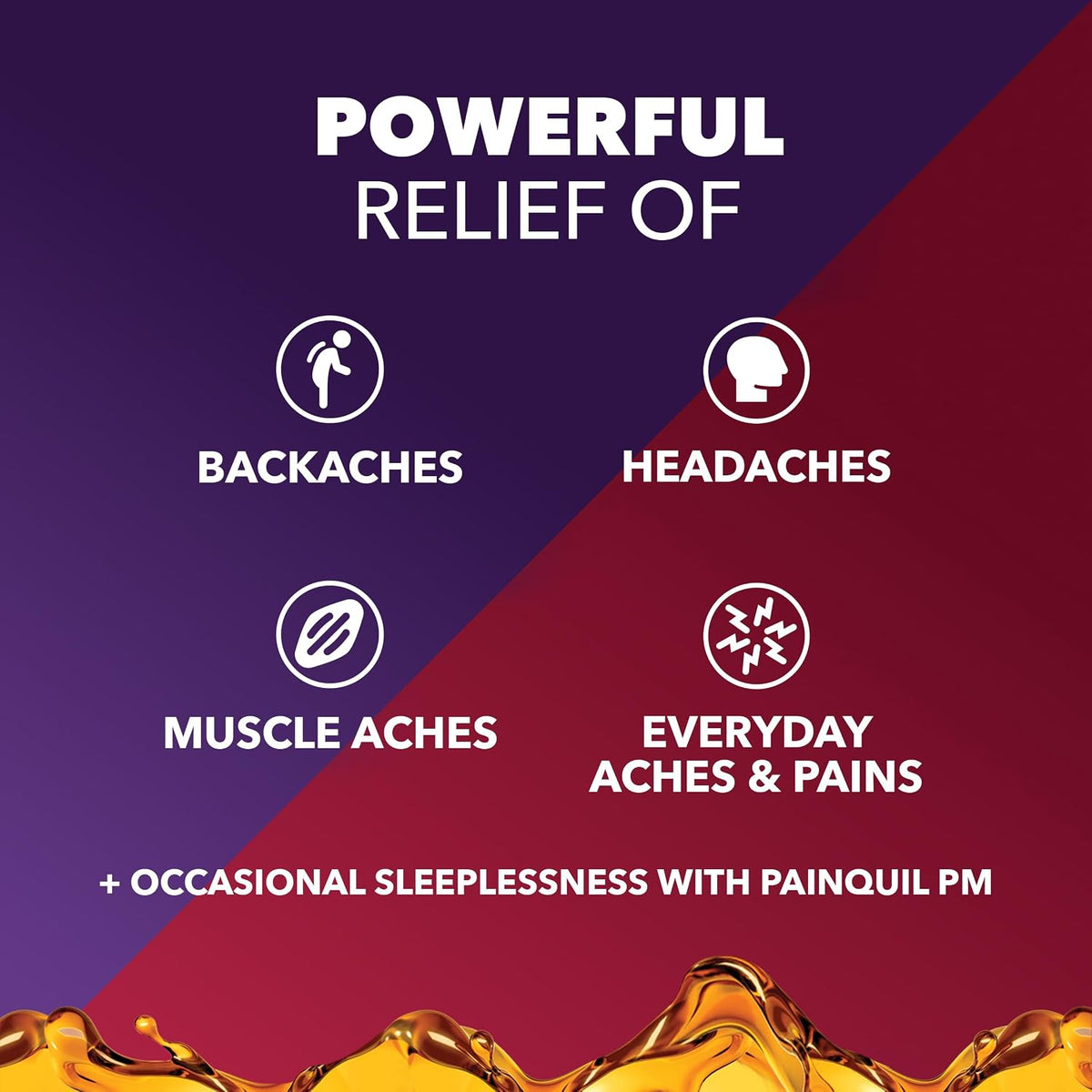 Vicks PainQuil Pain Relief Acetaminophen 1000mg Max Strength Honey Flavored Adult Pain Reliever Liquid 2x12oz, Backache Headache Relief, 1 Daytime Pain Reliever x 1 Nighttime Pain Relief + Sleep Aid