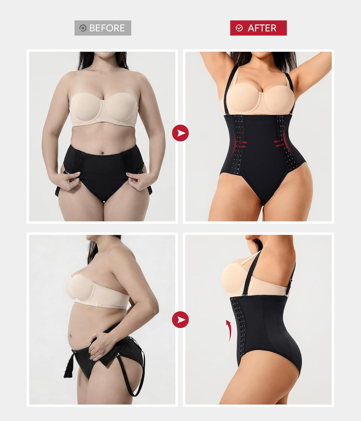 Nebility Tummy Control Shapewear for Women Post Surgery Compression Garment Postpartum Body Shaper with Removable Straps