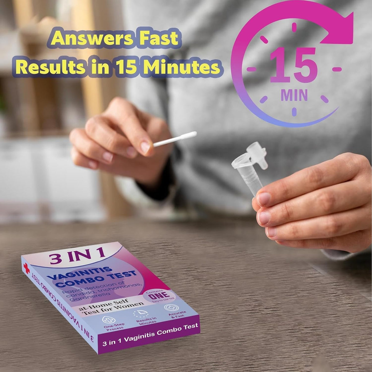 Vaginitis Test Kit, Rapid Screening for Common Vaginal Discomfort Causes – at-Home Self Test for Women – Fast, Easy & Accurate – 1 Test