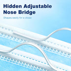 Disposable Face Masks 100 Pack, 3 Ply Breathable Filter Mask with Adjustable Nose Clip & Soft Elastic Ear Loops