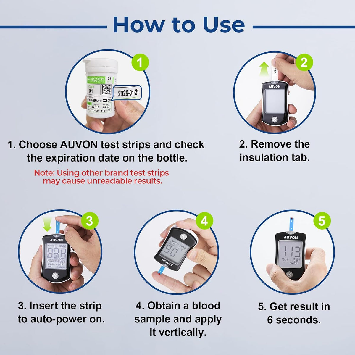 AUVON Blood Glucose Monitor Kit for Accurate Test, 50 Strips, No Coding | Diabetes Testing Kit with 50 30G Lancets, 1 Lancing Device, Portable and Reliable Blood Sugar Monitor Test Kit for Home Use