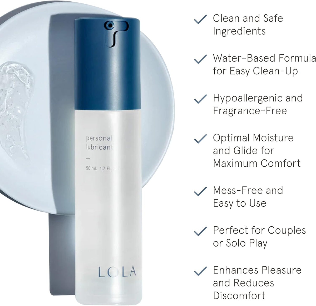 LOLA Personal Water-Based Lube for Sexual Wellness - Natural Ingredients with No Irritating Additives or Fragrance for Sensitive Skin - Lubricant for Him, Her, and Couples