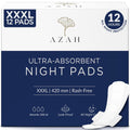 Azah Sanitary Pads for Women XXXL [Pack of 12] | Extra Large Night Pads | Cottony Soft Sanitary Napkins for Women | XXXL Pads for Womens Heavy Flow | Leak Proof for Overnight Protection