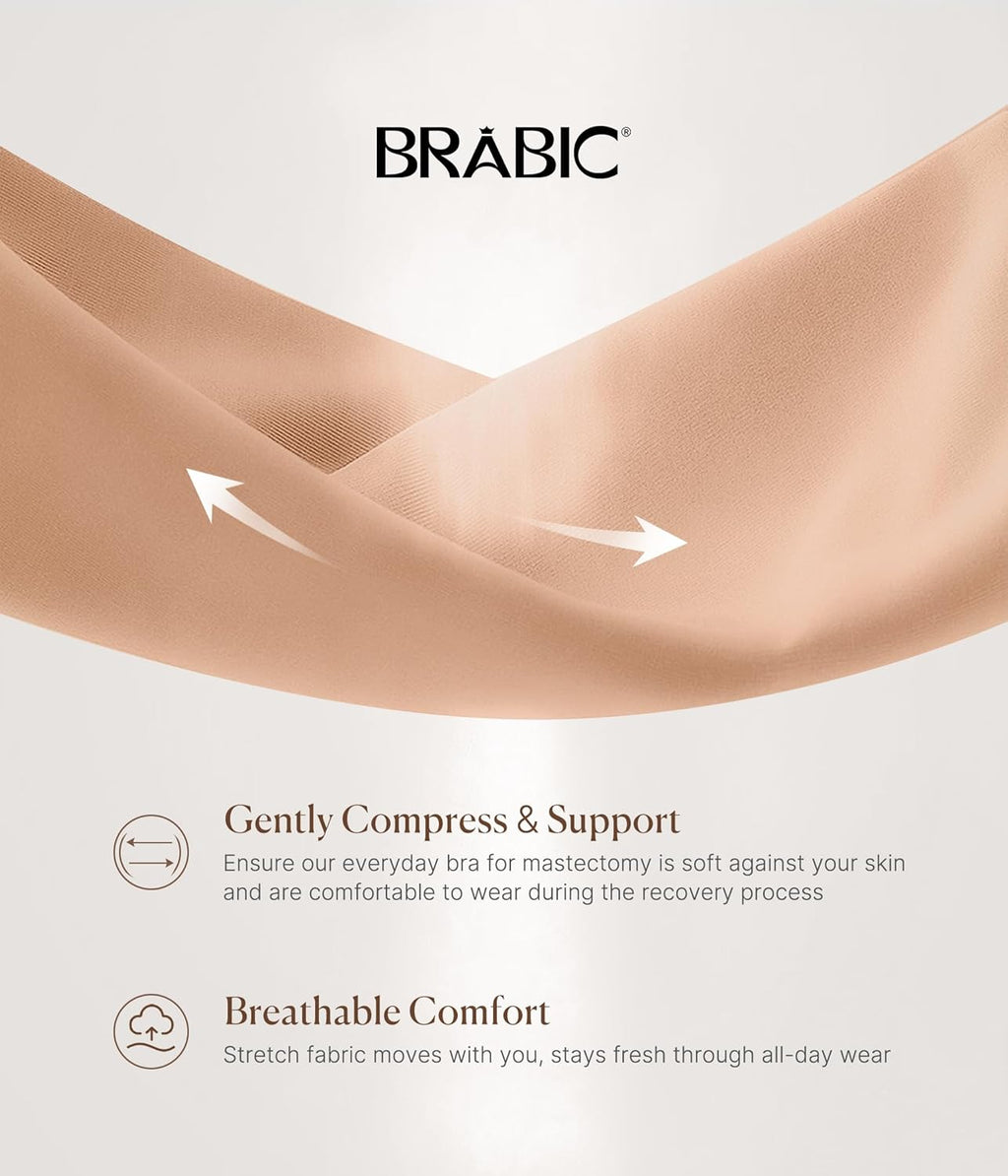 BRABIC Zip Front Closure Everyday Bra for Women Post Surgery Compression Support with Adjustable Straps Wirefree