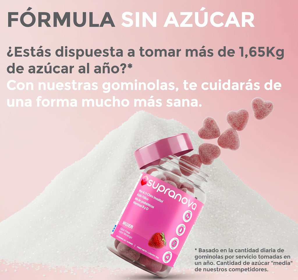 Probiotics woman flora intima in gummies with inositol myo & d-chiro 60 gummies sugar free and 100% vegan gummies inositol probiotics folic acid to regulate hormonal changes menopause