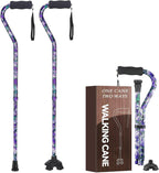 Floral Canes for Women Folding Cane for Stability with Non-Slip Base, Adjustable Walking Cane for Seniors - Lightweight Collapsible Walking Sticks with T & Offset Handle