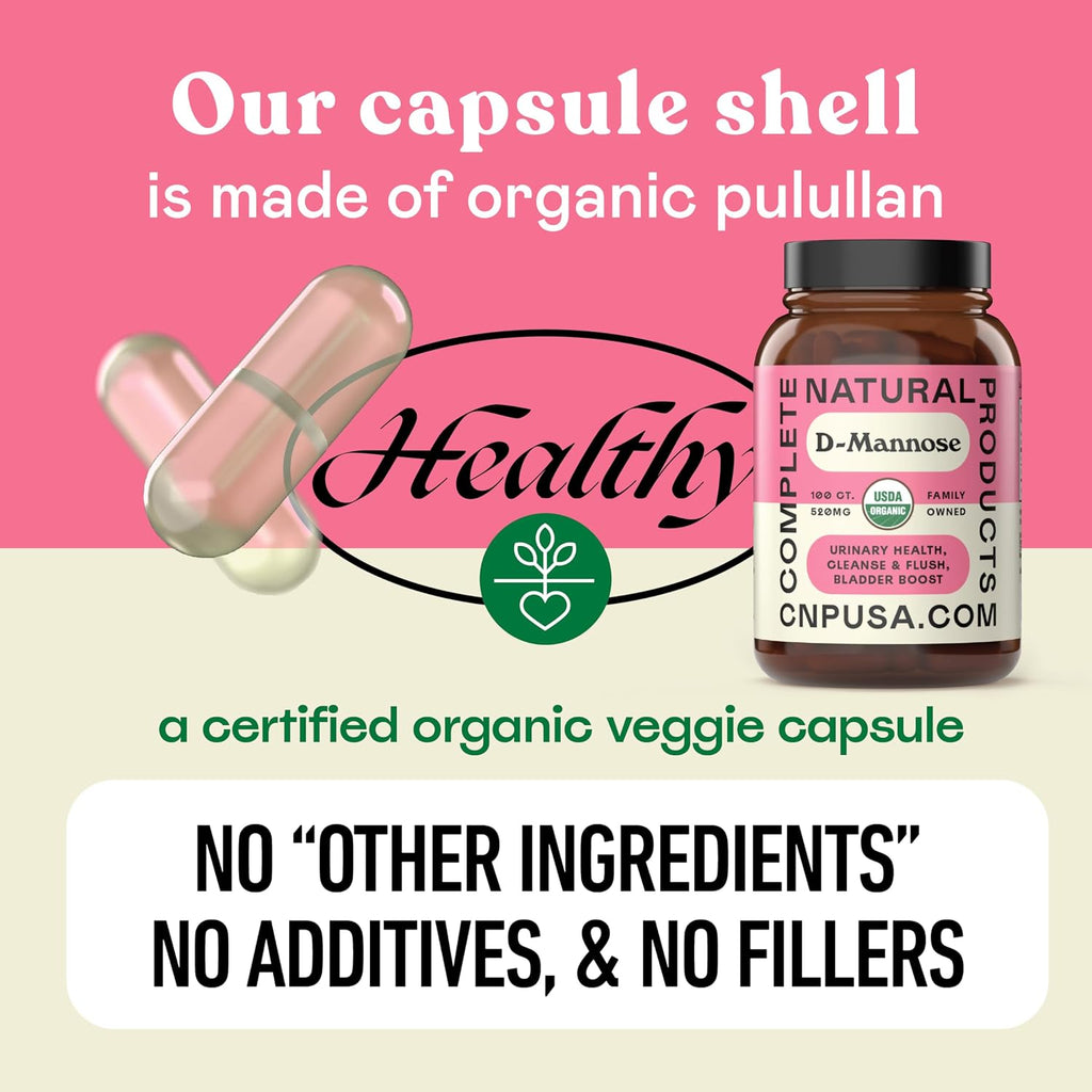 CNP | D Mannose Capsules 520mg - UTI Support, Bladder Urinary Tract Aid | Organic D mannose 520mg capsules for UTI support, urinary tract and bladder health; vegan non GMO, no fillers, kosher