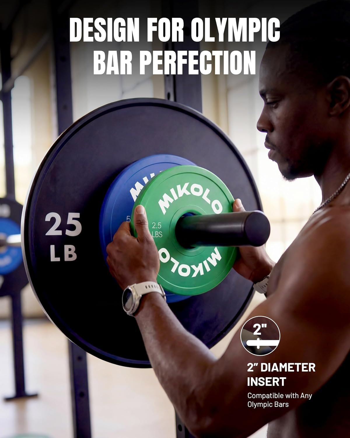 Mikolo Chang Weight Plates 1.25LB 2.5LB 5LB 10LB Set Fractional Plates Set Bumper Plates for Cross Training Fit 2 Inch Barbells Strength Train Weight Plates