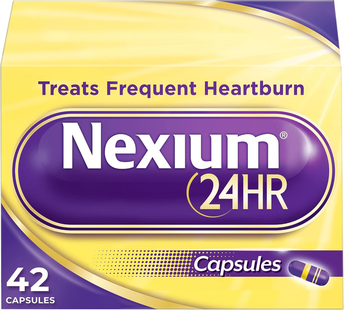 Nexium 24HR Acid Reducer Heartburn Relief Capsules, 42 Count | All-Day and All-Night Protection from Frequent Heartburn, Heartburn Medicine with Esomeprazole Magnesium