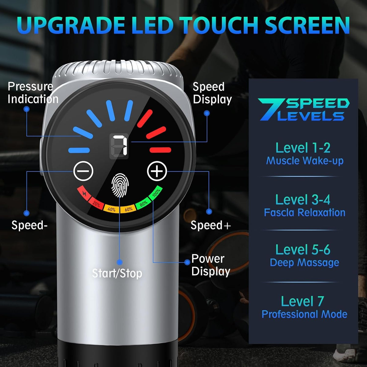 TOLOCO Massage Gun, Muscle Massage Gun Deep Tissue for Athletes with 10 Massage Heads, Electric Percussion Massager for Any Pain Relief, Fathers Day Dad Gifts, Silver