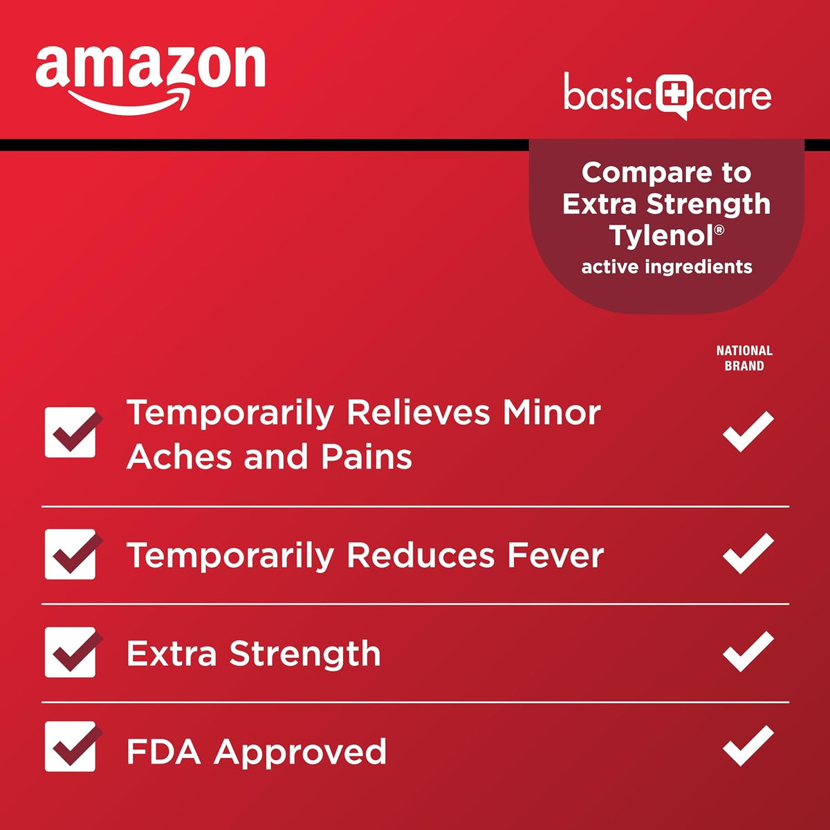 Amazon Basic Care Extra Strength Pain Relief, Acetaminophen Caplets, 500 mg, 200 Count