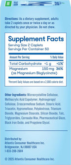 SlowMag Magnesium Glycinate Caplets, 100 Count, Slow-Release, Calm & Stress Support, Healthy Sleep, Gentle on Stomach, Chelated Magnesium Glycinate Supplements for Women & Men