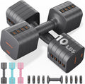 FEIERDUN DB3 5-in-1 Adjustable Dumbbell Set, 6LB/10LB Pair Adjustable Weights for Women at Home, Dual Locking Stable Hand Weights with TPU Soft Handle, Home Gym, Rehab, Pilates, Yoga, Strength Training
