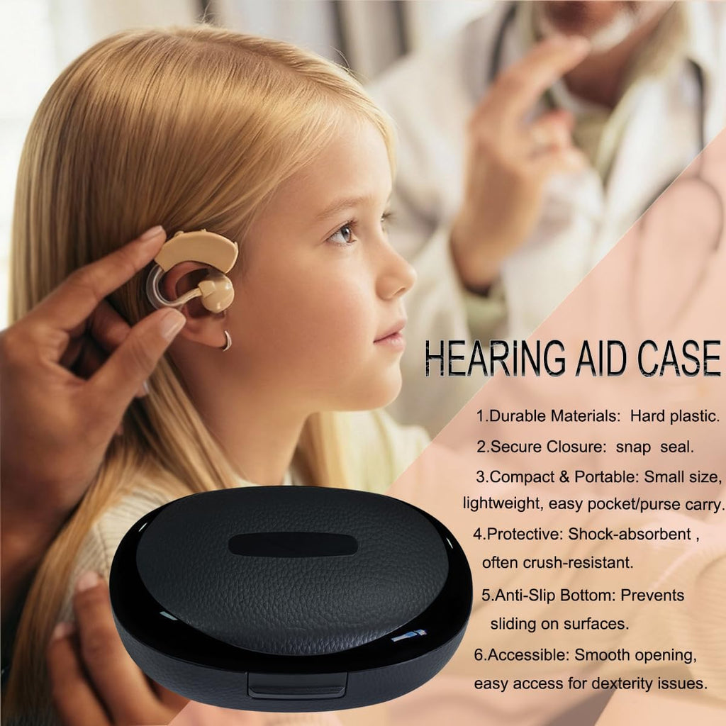 Hearing Aid Case, Portable Protective Storage Case (Blcak, style-1) | Water-Resistant Carrying Travel Case For For Most Hearing Aids