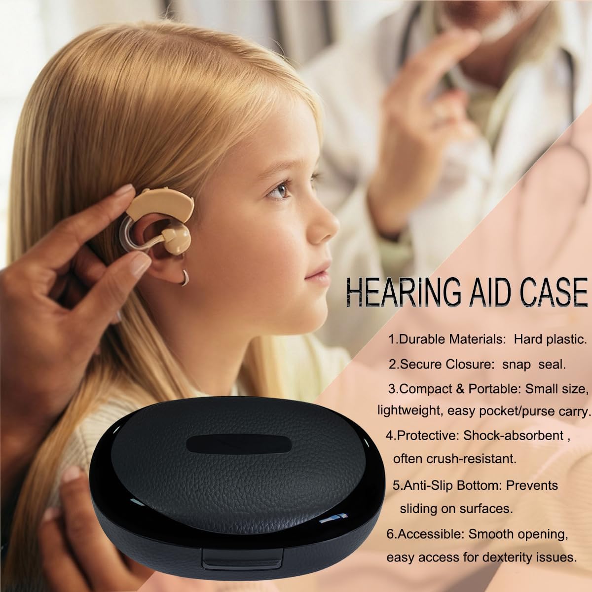 Hearing Aid Case, Portable Protective Storage Case (Blcak, style-1) | Water-Resistant Carrying Travel Case For For Most Hearing Aids