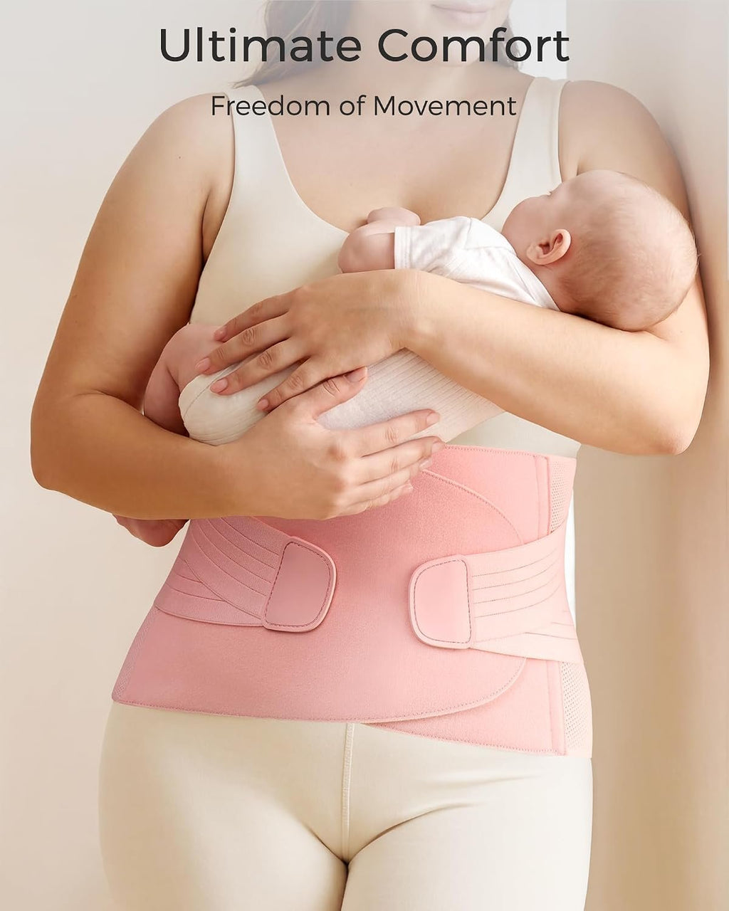 FREETOO Postpartum Belly Band Wrap for Women,Abdominal Binder Post Surgery | for Natural Delivery,C Section Belly Binder Post Partum,Stomach Binder with Adjustable Compression,with Back Support