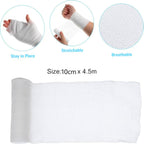 10 Pcs Elastic Stretch Gauze Bandage | Medical-Grade Sterile Self-Adherent Pressure Wrap | 10cm x 4.5m First Aid Bandages for Wound Care, Sprains & Joint Support
