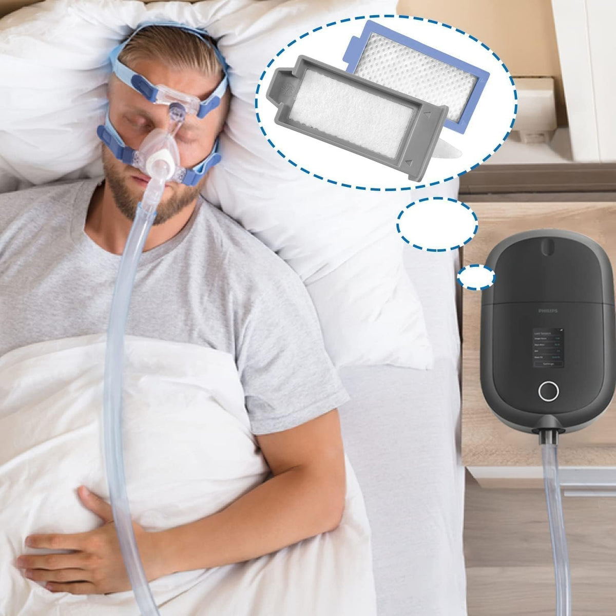 18PCS CPAP Filters Compatible with DreamStation 2, Replacement Kit 6 Reusable Pollen Filters 12 Disposable Ultra-Fine Filters, Replacement CPAP Filter Supplies Compatible with Philips DreamStation 2