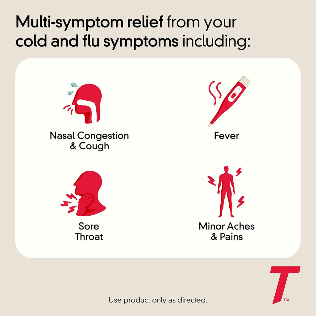 Tylenol Cold + Flu Severe Caplets, Acetaminophen, 24 ct | Fever Reducer, Pain Reliever, Cough Suppressant, Nasal Decongestant & Expectorant