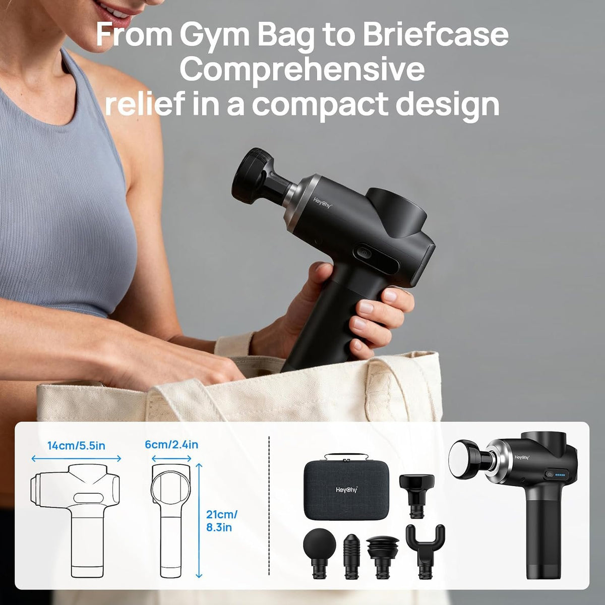 Massage Gun Deep Tissue Portable Muscle Massager Heat Therapy 12mm | LED Display, 12mm Deep Tissue Relief Back Neck Shoulder Legs, Quiet Home Gym Travel, Men Women Athletes,FSA Eligible HSA