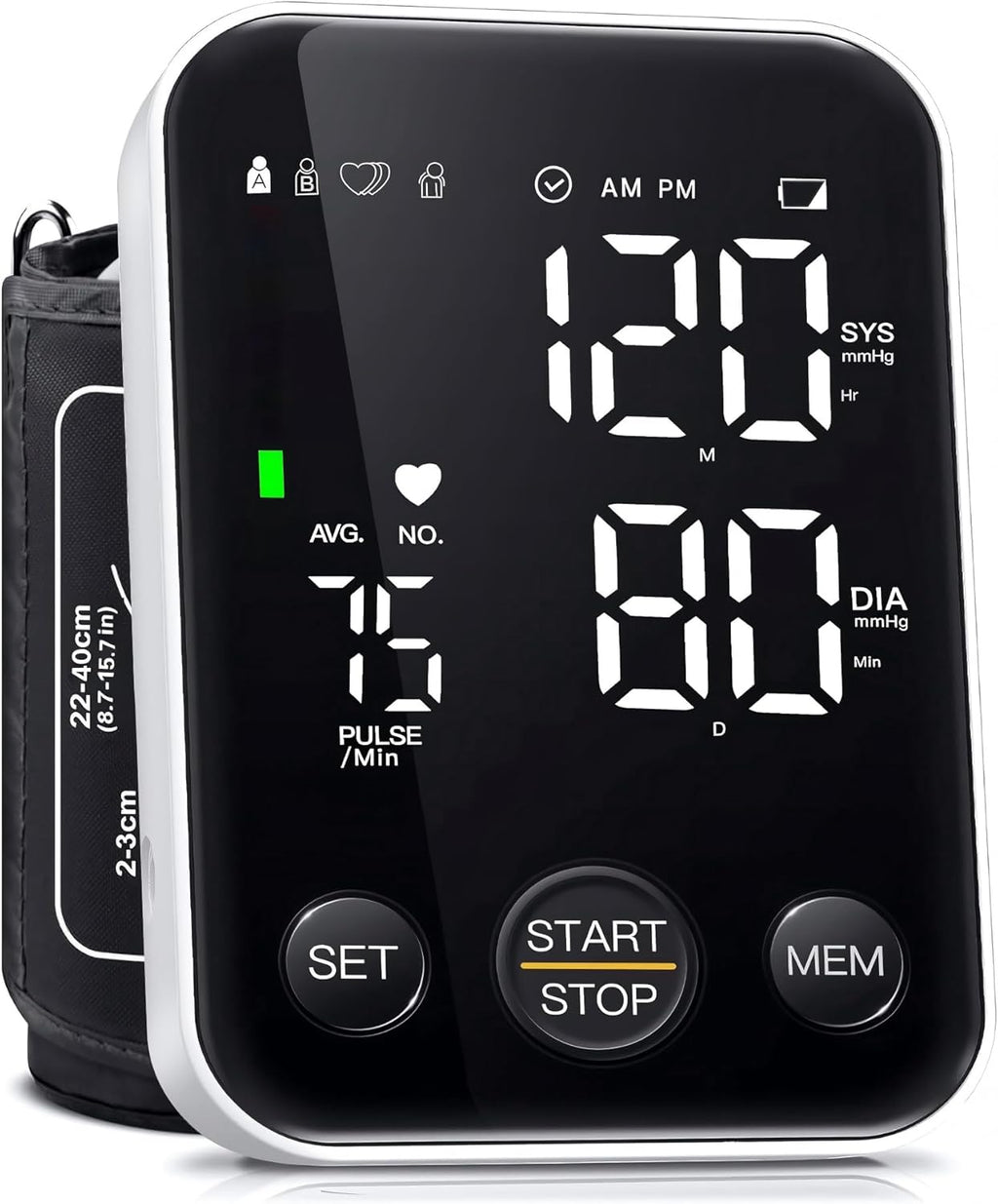 Oklar FDA Cleared Blood Pressure Monitor Upper Arm BP Machine for Home Use | Clinical Accuracy, 2x120 Memory, Large LED Display & 8.7"-15.7" Adjustable Cuff, Dual Power for Home & Travel, Black