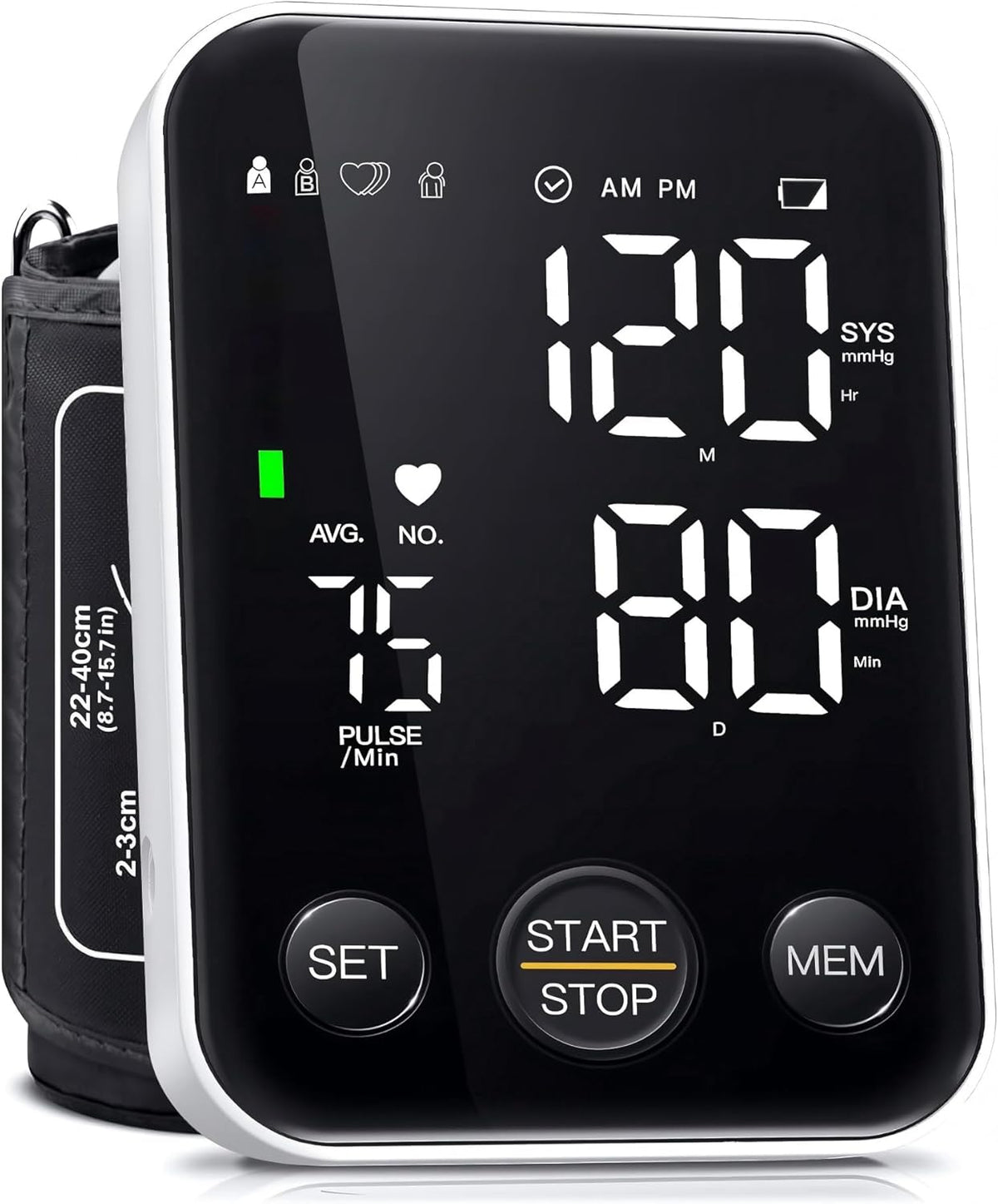 Oklar FDA Cleared Blood Pressure Monitor Upper Arm BP Machine for Home Use | Clinical Accuracy, 2x120 Memory, Large LED Display & 8.7"-15.7" Adjustable Cuff, Dual Power for Home & Travel, Black