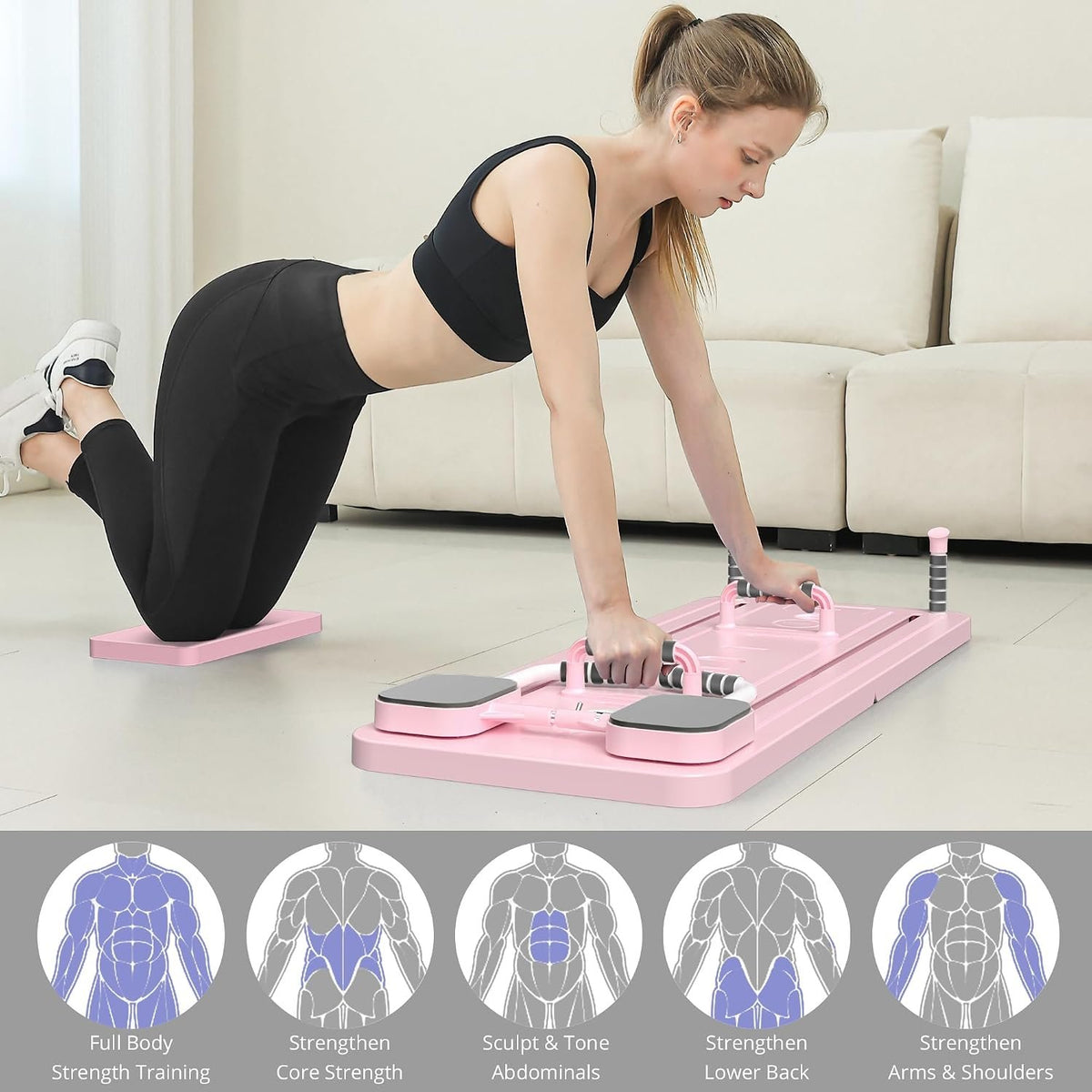 JANUA Pilates Board - Pilates Reformer Set, Multi-Purpose Foldable Pilates Reformer Board for Home, 5 in 1 Pilates Sliding Board