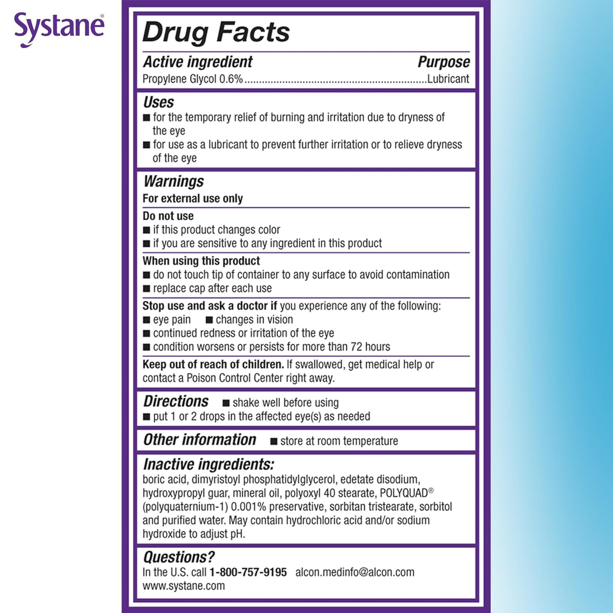 Systane BALANCE Lubricant Dry Eye Drops, 0.33 Fl Oz, 2 Pack