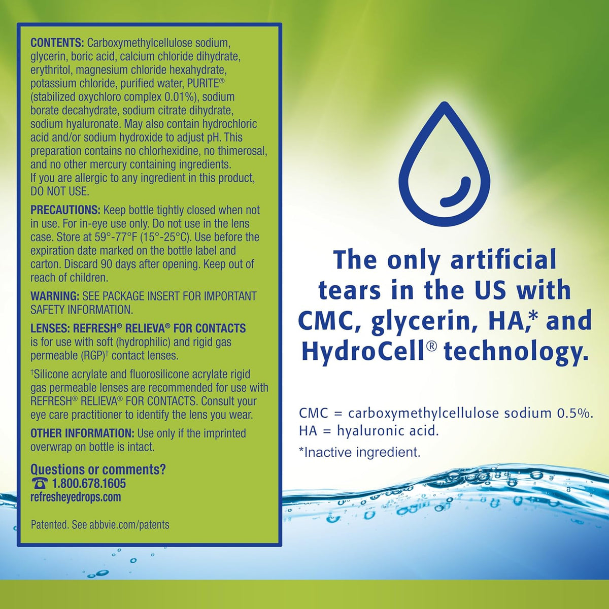 REFRESH RELIEVA FOR CONTACTS Lubricant Eye Drops Artificial Tears Contact Lens Rewetter, 0.27 fl oz (8 mL)