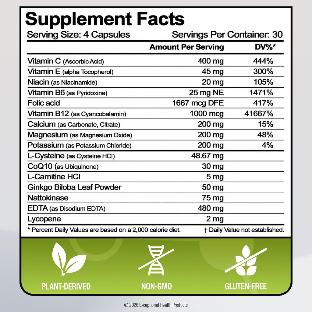 Cardio D-Plaq Cardiovascular Supplement, 120 Vegetable Capsules | Cardiovascular Support Capsules with CoQ10, EDTA, L-Carnitine & Ginkgo for Heart Health, Blood Flow & Cholesterol