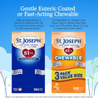 St. Joseph Chewable Low Dose Aspirin 81mg, Orange Flavored, 108 Tablets | Value pack of 81mg pain reliever (NSAID) for adult low dose aspirin regimen, easy-to-chew tablets dissolve quickly, 3 bottles