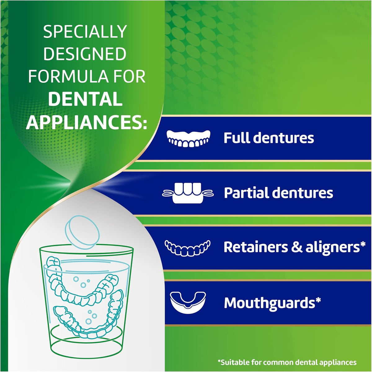 Polident Overnight Whitening Antibacterial Dental Appliance Cleanser Tablets, Mouthguard Cleaning Tablets, 60 Count