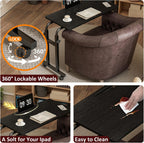 Overbed Table with Wheels, Height Adjustable Hospital Bed Table with Tablet Slot and Edge Stopper, Rolling Over Bed Desk for Recliner, Sofa, Single Bed, Laptop and Meals, Black