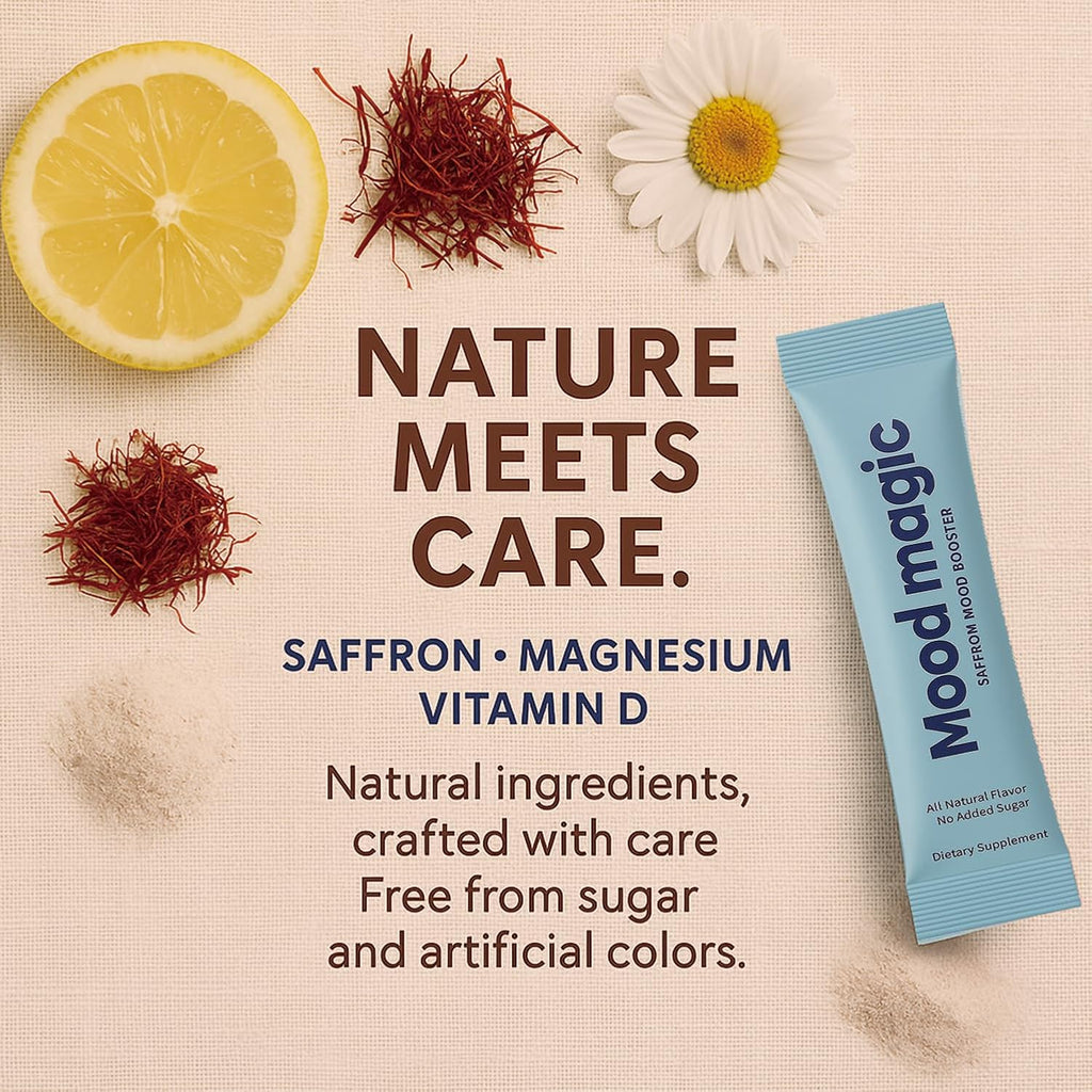 Saffron Mood Balance Supplement for Women – With Magnesium & Vitamin D | Sugar-Free Cherry Lime Sticks | Support Emotional Calm, Focus & Daily Wellness
