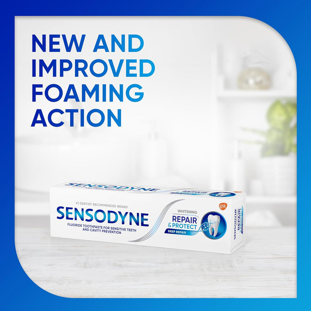Sensodyne Repair and Protect Whitening Toothpaste, 3.4 oz (Pack of 2) | Toothpaste for Sensitive Teeth and Cavity Prevention