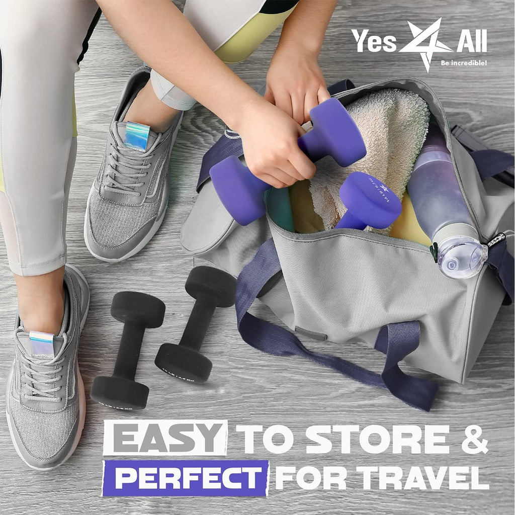 Yes4All Neoprene Dumbbells, Pairs and Sets with Rack for Home Workouts