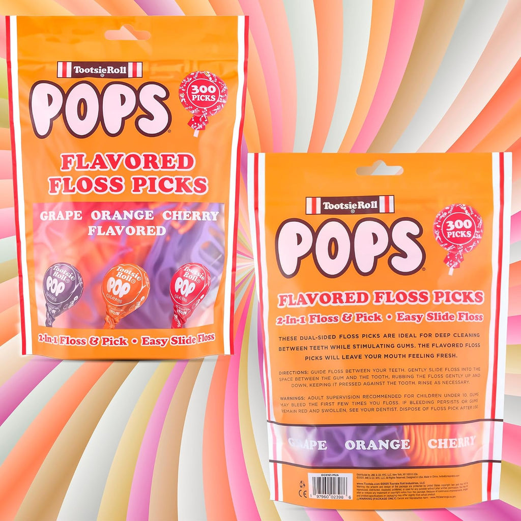 Flavored Floss Picks, 300 Count, Dental Floss Picks for Teeth with Fun Fruit Flavors, Flosser Picks for Adults and Children, | Grape, Orange & Cherry Flavor