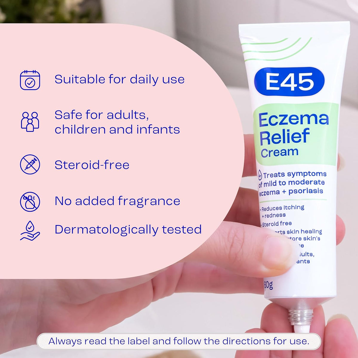 E45 - Eczema Relief Cream | Steroid Free Cream For Mild to Moderate Eczema and Psoriasis | 60g