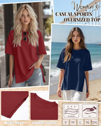 Huukeay 3 Pack Women's Oversized Workout T Shirts Short Sleeve Loose Fit Gym Tops Crewneck Casual Summer Basic Tees