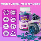 Prenatal Vitamins for Women Gummies + Methylfolate, DHA & Iron, Vegan,120Ct | w/ Omega-3, Organic Food Blend, Choline, Vitamin D3 B6 B12 - Multivitamin for Women Before, During & Post Pregnancy, 0g Sugar