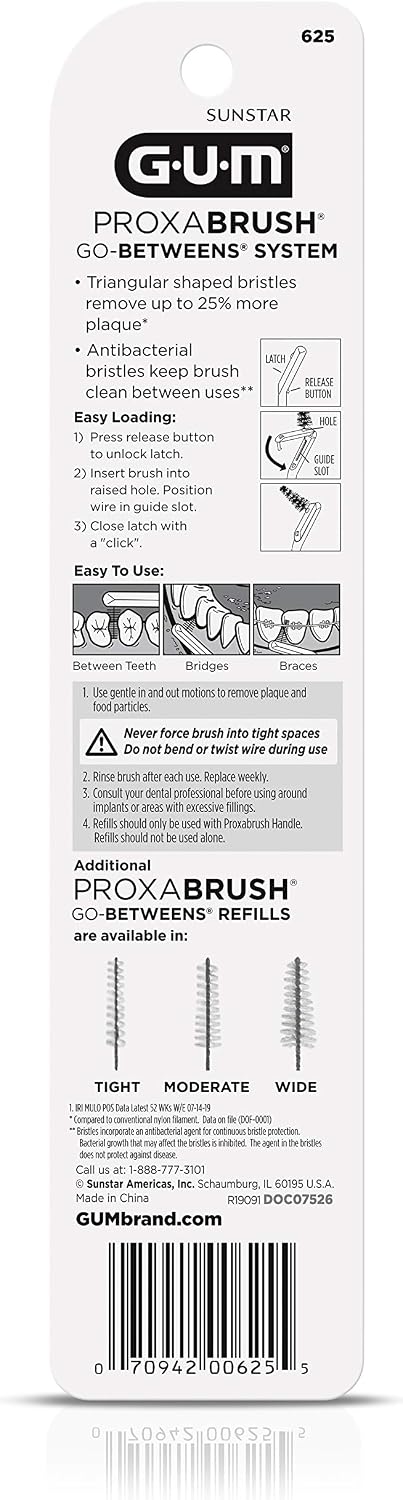 GUM Proxabrush Permanent Handle Refills, 4 Pack