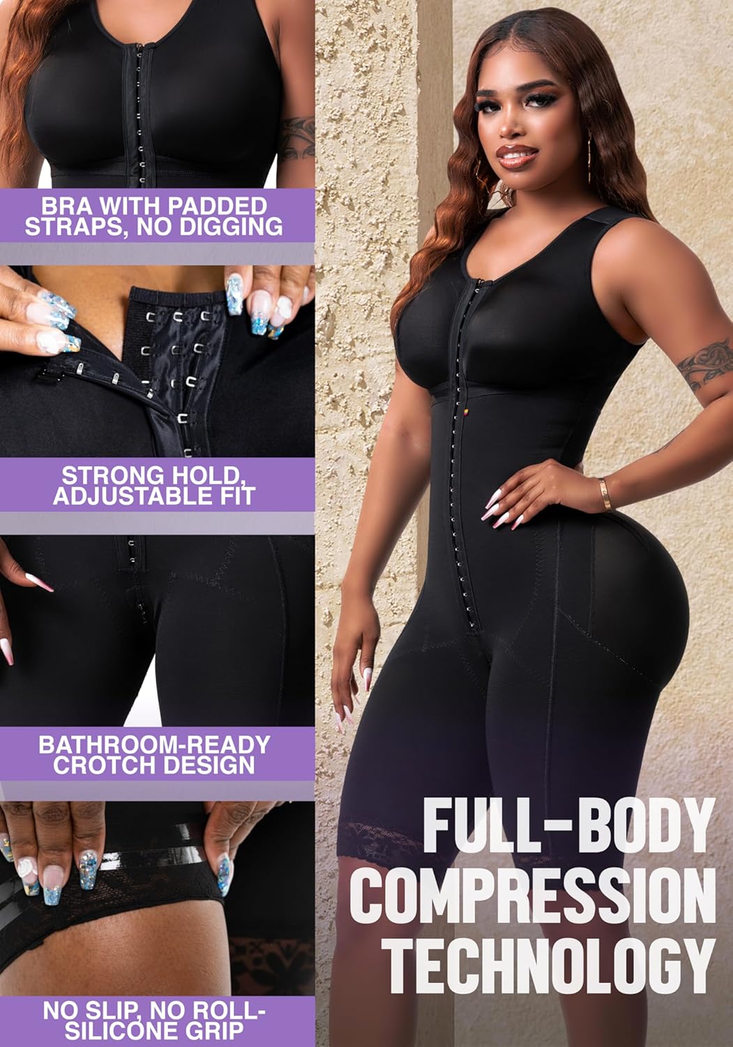 Snatched Body - Women's Stage 1 Faja Colombianas with Bra Shapewear BBL Post Surgery Compression Garment Butt Lifting
