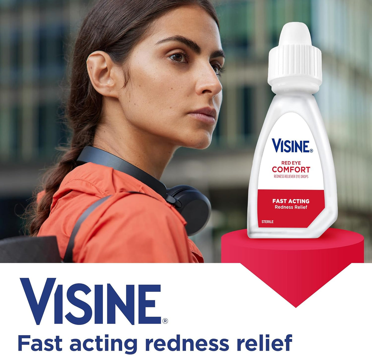 Visine Red Eye Comfort Redness Relief Eye Drops, 0.5 fl. oz | Works Fast, Immediate & Essential Relief, Refreshing Feel, For Minor Irritations & Computer Use