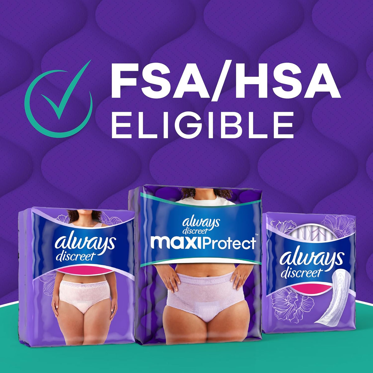 Always Discreet MaxiProtect Adult Diapers for Women, Incontinence Underwear, Postpartum Essentials, Bladder Leak Protection, Disposable Briefs, Maximum Plus Absorbency, Size L, 14 Count