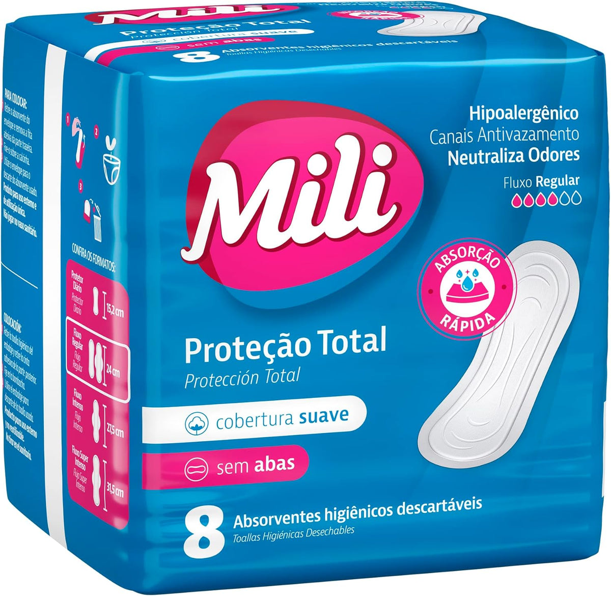 Mili Sanitary Pads Without Wings 8 pieces