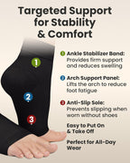 KEMFORD Ankle Compression Sleeve - 1-Pair, Plantar Fasciitis Braces - Open Toe Compression Socks for Swelling, Sprain, Neuropathy, Foot Arch Support for Men and Women - 20-30mmhg, L, Black